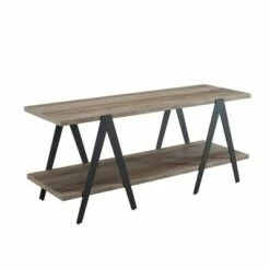 Industrial Farmhouse A Frame Sawhorse TV Stand for TVs up to 55" - Saracina Home Rustic Oak -Cheap TV Stands Store unnamed file 4489
