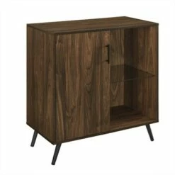 Single Door Mid-Century Modern Wood Accent TV Stand for TVs up to 32" - Saracina Home Dark Walnut -Cheap TV Stands Store unnamed file 4506