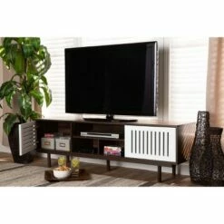 Meike Two-Tone Wood TV Stand for TVs up to 70" Walnut/White - Baxton Studio -Cheap TV Stands Store unnamed file 4558