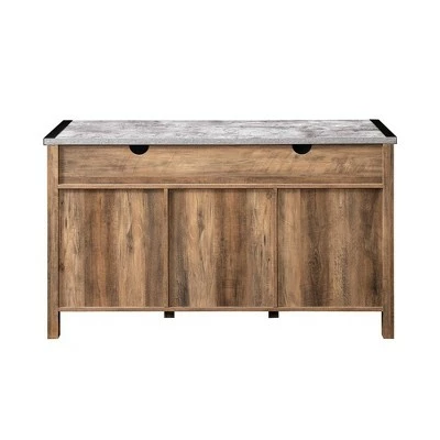 Industrial Farmhouse Console TV Stand for TVs up to 58" - Saracina Home Faux Dark Concrete/rustic Oak 7 Industrial Farmhouse Console TV Stand for TVs up to 58" - Saracina Home Faux Dark Concrete/rustic Oak - Image 5