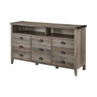 Industrial Farmhouse Console TV Stand for TVs up to 58" - Saracina Home Faux Dark Concrete/rustic Oak 11 Industrial Farmhouse Console TV Stand for TVs up to 58" - Saracina Home Faux Dark Concrete/rustic Oak - Image 9