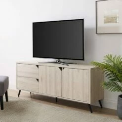 Mid-Century Modern Closed Storage TV Stand for TVs up to 65" - Saracina Home Birch -Cheap TV Stands Store unnamed file 4575