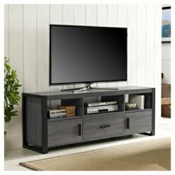 Urban Industrial Steel Leg TV Stand for TVs up to 65" Charcoal - Saracina Home -Cheap TV Stands Store unnamed file 4579