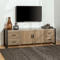 Modern Urban Industrial TV Stand for TVs up to 80" - Saracina Home Charcoal -Cheap TV Stands Store unnamed file 4628