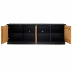 Kumi Modern Boho Solid Wood Plank Door with Cord Management TV Stand for TVs up to 85" - Saracina Home Caramel/white -Cheap TV Stands Store unnamed file 4650