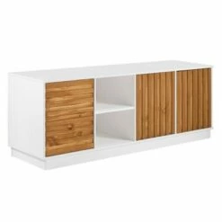 Kumi Modern Boho Solid Wood Plank Door with Cord Management TV Stand for TVs up to 85" - Saracina Home Caramel/white -Cheap TV Stands Store unnamed file 4657