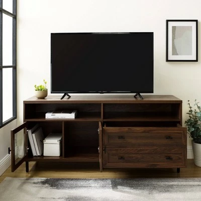 Modern Storage TV Stand for TVs up to 60" - Saracina Home Dark Walnut 3 Modern Storage TV Stand for TVs up to 60" - Saracina Home Dark Walnut