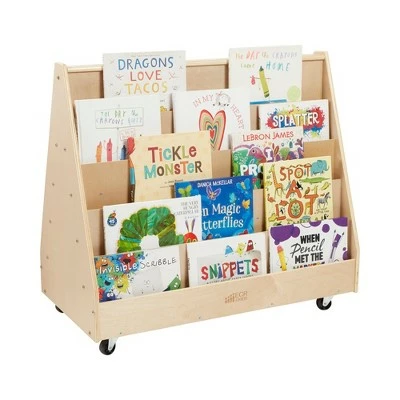 ECR4Kids Double-Sided Book Display, Birch 10-Shelf Organizer for Kids, Natural Finish 4 ECR4Kids Double-Sided Book Display, Birch 10-Shelf Organizer for Kids, Natural Finish - Image 2
