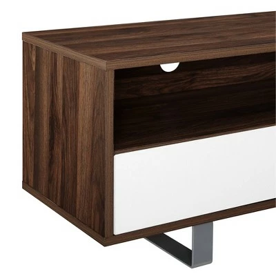 Modern 3 Drawer Low Console TV Stand for TVs up to 65" Dark Walnut - Saracina Home 7 Modern 3 Drawer Low Console TV Stand for TVs up to 65" Dark Walnut - Saracina Home - Image 5