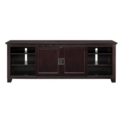 Sliding Door Transitional Wood Storage TV Stand for TVs up to 80" - Saracina Home Black 8 Sliding Door Transitional Wood Storage TV Stand for TVs up to 80" - Saracina Home Black - Image 6