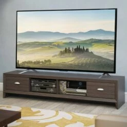 Lakewood Extra Wide Modern Wenge TV Stand for TVs up to 80" - CorLiving