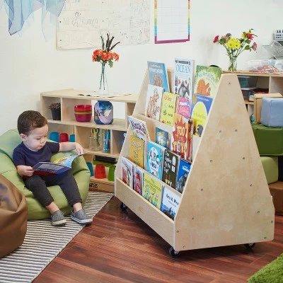 ECR4Kids Double-Sided Book Display, Birch 10-Shelf Organizer for Kids, Natural Finish 5 ECR4Kids Double-Sided Book Display, Birch 10-Shelf Organizer for Kids, Natural Finish - Image 3