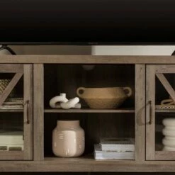 Clarabelle Farmhouse Glass Barn Door TV Stand for TVs up to 65" - Saracina Home Stone Gray -Cheap TV Stands Store unnamed file 4817