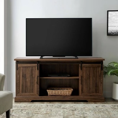Adelaide Double Sliding Door TV Stand for TVs up to 65" Dark Walnut - Saracina Home 3 Adelaide Double Sliding Door TV Stand for TVs up to 65" Dark Walnut - Saracina Home