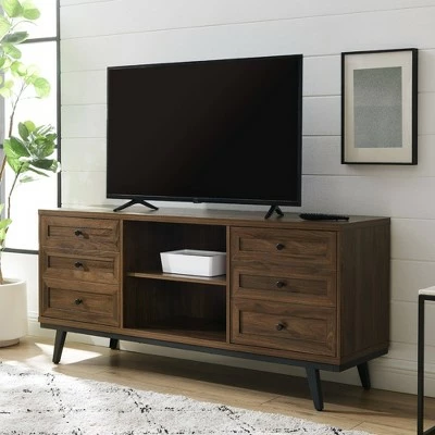 Katherine Modern Industrial Faux Drawer 2 Door TV Stand for TVs up to 65" - Saracina Home Slate Gray 6 Katherine Modern Industrial Faux Drawer 2 Door TV Stand for TVs up to 65" - Saracina Home Slate Gray - Image 4