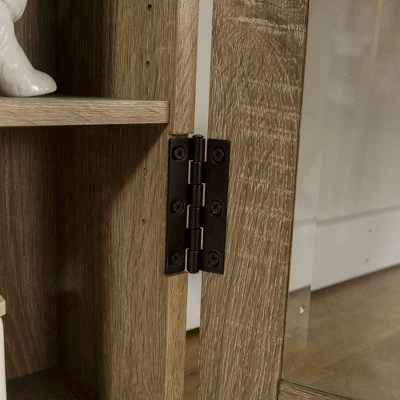 41" Wood Media Storage Tower Cabinet - Saracina Home Driftwood 5 41" Wood Media Storage Tower Cabinet - Saracina Home Driftwood - Image 4