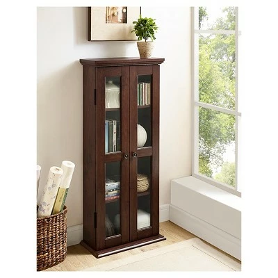 41" Wood Media Storage Tower Cabinet - Saracina Home Driftwood 11 41" Wood Media Storage Tower Cabinet - Saracina Home Driftwood - Image 10
