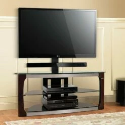 Bell'O TPC2133 Triple Play 52 Inch Wood Audio/Video System Versatile Home TV Stand Entertainment System for TVs Up to 60 Inches, Dark Espresso