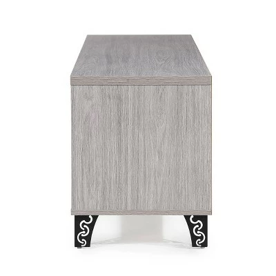 65" Celine Mid Century Modern Entertainment Unit - Christopher Knight Home Gray 4 65" Celine Mid Century Modern Entertainment Unit - Christopher Knight Home Gray - Image 2