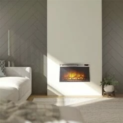 Room & Joy 23"x14" Electric Fireplace Insert with Mesh Front Black - Room & Joy