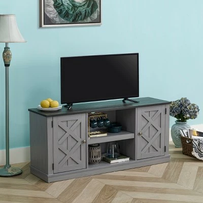 54" Farmhouse Two-Tone TV Stand for TVs up to 65" Gray - Home Essentials 3 54" Farmhouse Two-Tone TV Stand for TVs up to 65" Gray - Home Essentials