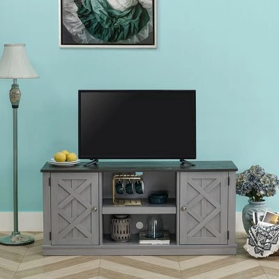 54" Farmhouse Two-Tone TV Stand for TVs up to 65" Gray - Home Essentials 4 54" Farmhouse Two-Tone TV Stand for TVs up to 65" Gray - Home Essentials - Image 2