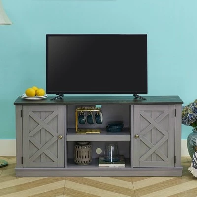 54" Farmhouse Two-Tone TV Stand for TVs up to 65" Gray - Home Essentials 5 54" Farmhouse Two-Tone TV Stand for TVs up to 65" Gray - Home Essentials - Image 3