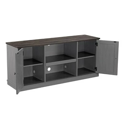 54" Farmhouse Two-Tone TV Stand for TVs up to 65" Gray - Home Essentials 6 54" Farmhouse Two-Tone TV Stand for TVs up to 65" Gray - Home Essentials - Image 4