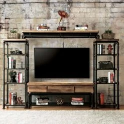 Stonehedge Industrial Pipe Inspired TV Stand for TVs up to 60" Black/Natural - HOMES: Inside + Out -Cheap TV Stands Store unnamed file 5244