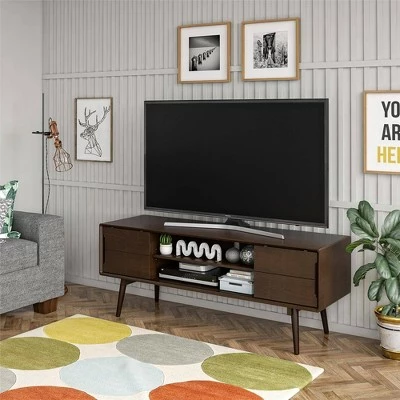 Brittany Mid-Century Modern TV Stand for TVs up to Walnut - Novogratz 3 Brittany Mid-Century Modern TV Stand for TVs up to Walnut - Novogratz