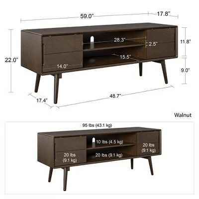 Brittany Mid-Century Modern TV Stand for TVs up to Walnut - Novogratz 11 Brittany Mid-Century Modern TV Stand for TVs up to Walnut - Novogratz - Image 9