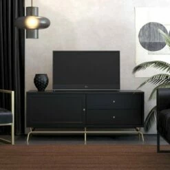 Nova TV Stand for TVs up to 65" Black - Cosmoliving By Cosmopolitan