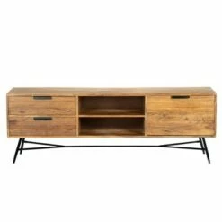 Wooden Console with Slanted Metal Base TV Stand for TVs up to 60" Brown/Black - The Urban Port -Cheap TV Stands Store unnamed file 5300