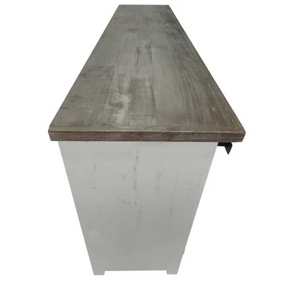 Wooden Console with Barn Style Sliding Door TV Stand for TVs up to 69" Brown/White - The Urban Port 6 Wooden Console with Barn Style Sliding Door TV Stand for TVs up to 69" Brown/White - The Urban Port - Image 4