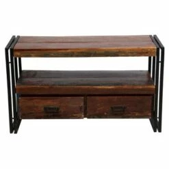 Old Reclaimed Wood Double Drawers TV Stand for TVs up to 55" - Timbergirl