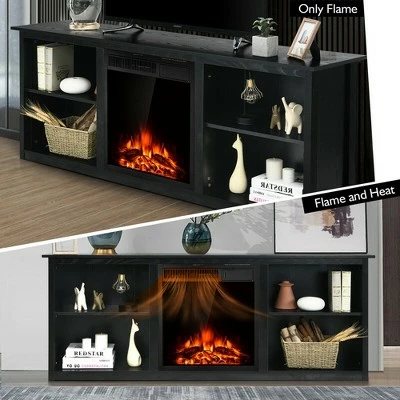 Costway 70'' 2-Tier TV Fireplace Stand W/22.5'' Electric Fireplace Up to 75'' 5 Costway 70'' 2-Tier TV Fireplace Stand W/22.5'' Electric Fireplace Up to 75'' - Image 4