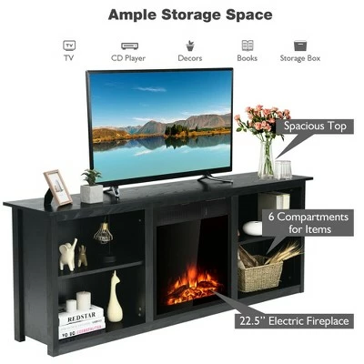 Costway 70'' 2-Tier TV Fireplace Stand W/22.5'' Electric Fireplace Up to 75'' 6 Costway 70'' 2-Tier TV Fireplace Stand W/22.5'' Electric Fireplace Up to 75'' - Image 5