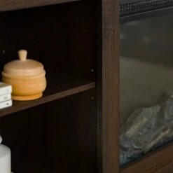 Ackerman Modern Open Storage with Electric Fireplace TV Stand for TVs up to 80" - Saracina Home Brushed White -Cheap TV Stands Store unnamed file 552