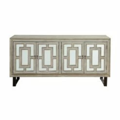 Garner 4 Door TV Stand for TVs up to 74" Cream - Treasure Trove Accents