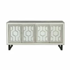 Eloise 4 Door Media Credenza TV Stand for TVs up to 74" Pewter - Treasure Trove Accents