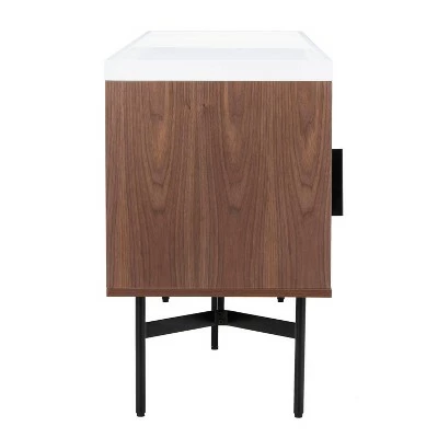 Pedro Stone Gloss TV Stand for TVs up to 55" Walnut/White/Black - Safavieh 6 Pedro Stone Gloss TV Stand for TVs up to 55" Walnut/White/Black - Safavieh - Image 4