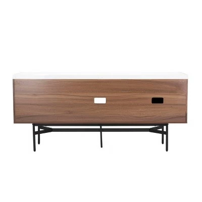 Pedro Stone Gloss TV Stand for TVs up to 55" Walnut/White/Black - Safavieh 7 Pedro Stone Gloss TV Stand for TVs up to 55" Walnut/White/Black - Safavieh - Image 5
