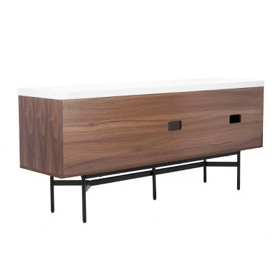 Pedro Stone Gloss TV Stand for TVs up to 55" Walnut/White/Black - Safavieh 8 Pedro Stone Gloss TV Stand for TVs up to 55" Walnut/White/Black - Safavieh - Image 6