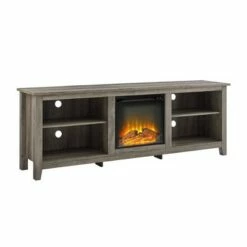 Ackerman Modern Open Storage with Electric Fireplace TV Stand for TVs up to 80" - Saracina Home Brushed White -Cheap TV Stands Store unnamed file 566
