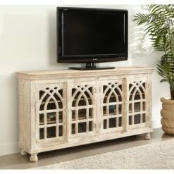 Chancel 4 Door Media Credenza TV Stand for TVs up to 76" White - Treasure Trove Accents -Cheap TV Stands Store unnamed file 5661
