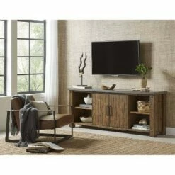80" Tv Console with Concrete Top Fully Assembled For Tvs Up To 80" Brown - Martin Furniture