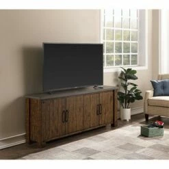 72" Tv Console with Concrete Top Fully Assembled For Tvs Up To 75" Brown - Martin Furniture