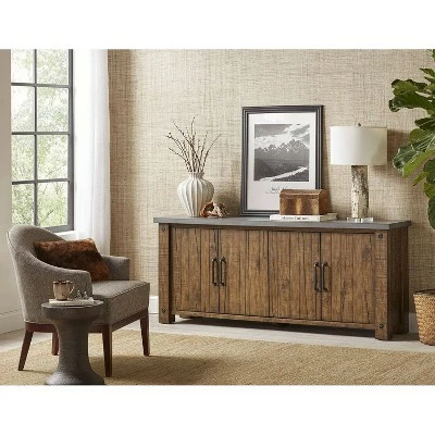 72" Tv Console with Concrete Top Fully Assembled For Tvs Up To 75" Brown - Martin Furniture 11 72" Tv Console with Concrete Top Fully Assembled For Tvs Up To 75" Brown - Martin Furniture - Image 9