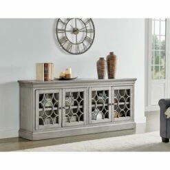 72" Rustic Four Door Tv Console Fully Assembled For Tvs Up To 70" - Martin Furniture White
