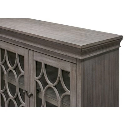 72" Rustic Four Door Tv Console Fully Assembled For Tvs Up To 70" - Martin Furniture White 6 72" Rustic Four Door Tv Console Fully Assembled For Tvs Up To 70" - Martin Furniture White - Image 4